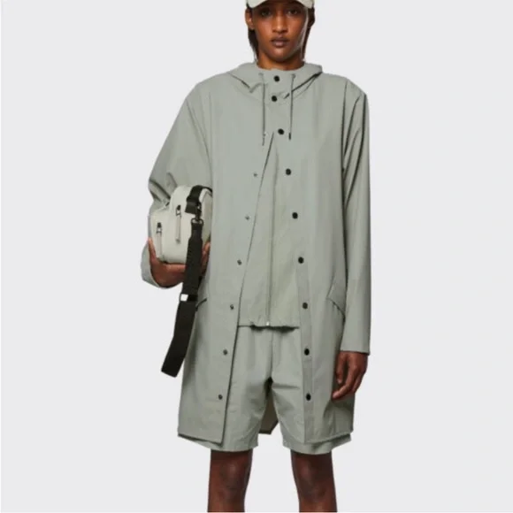 RAINS Long Jacket ☔️ Cement ☔️ Color: cement ☔️ unisex ☔️ Size Large - Picture 3 of 8